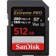 Sandisk 512GB SDXC Extreme Pro 280MB/s UHS-II V60 Kart