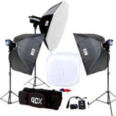 GDX BM400 3'lü Paraflaş Set + Çekim Çadırı 120x120cm