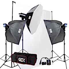 GDX BM400 3'lü Paraflaş Set + Seyyar Fon Perde 3x3 Metre