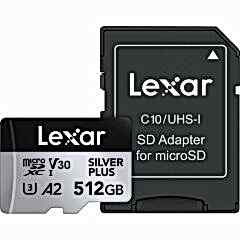 Lexar 512GB Silver Plus 205MB/s microSDXC Hafıza Kartı