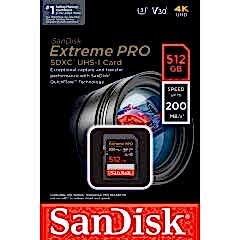 Sandisk 512GB SDXC Extreme Pro 200MB/s Hafıza Kartı